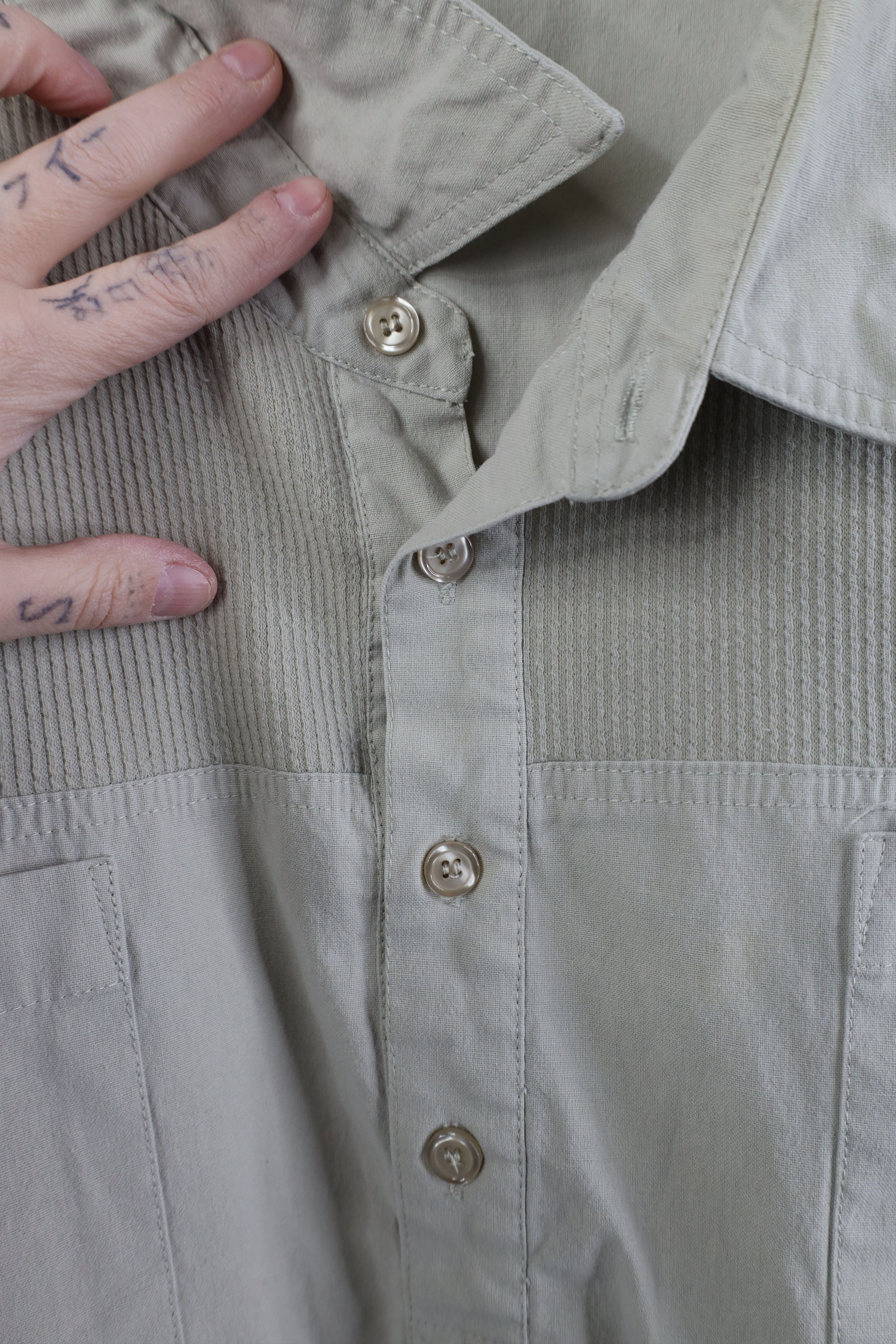 Vintage Vintage 90s Streetwear Ribbed Knit Pullover Polo Shirt Beige Size US XXL / EU 58 / 5 - 5 Thumbnail