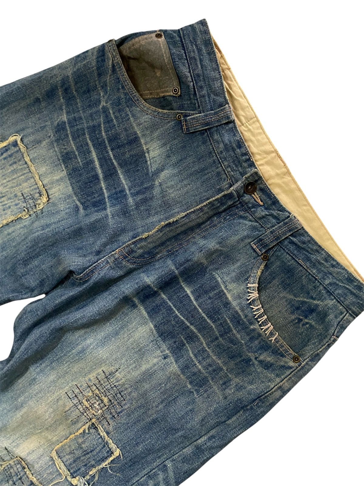 If Six Was Nine 🔥 HOT🔥 DISTRESSED PatchWk Boro Denim Avant Garde Punk Gothic Size US 34 / EU 50 - 4 Thumbnail