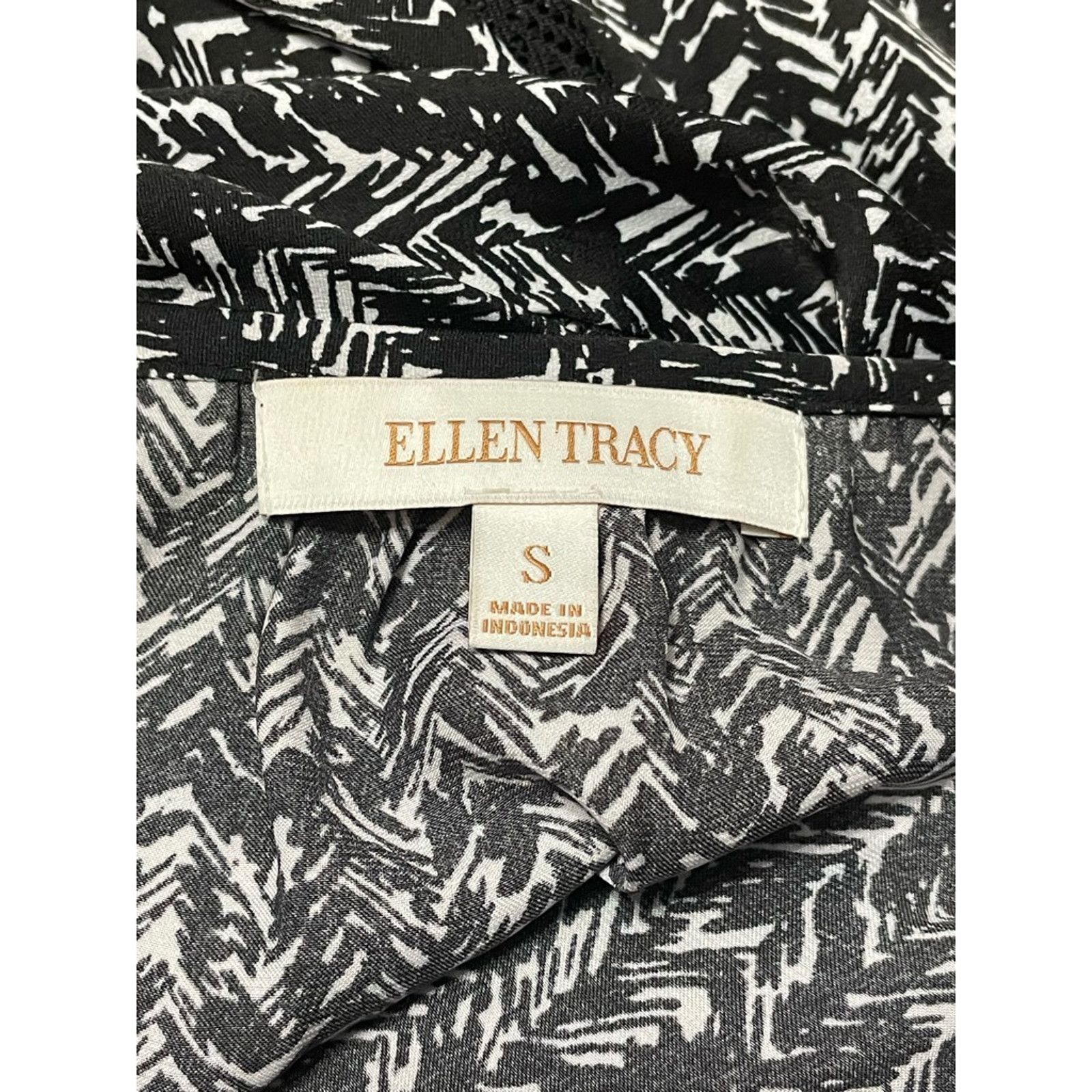 Other Ellen Tracy Blouse Abstract Long Sleeve Sheer Black/White S Size S / US 4 / IT 40 - 8 Thumbnail