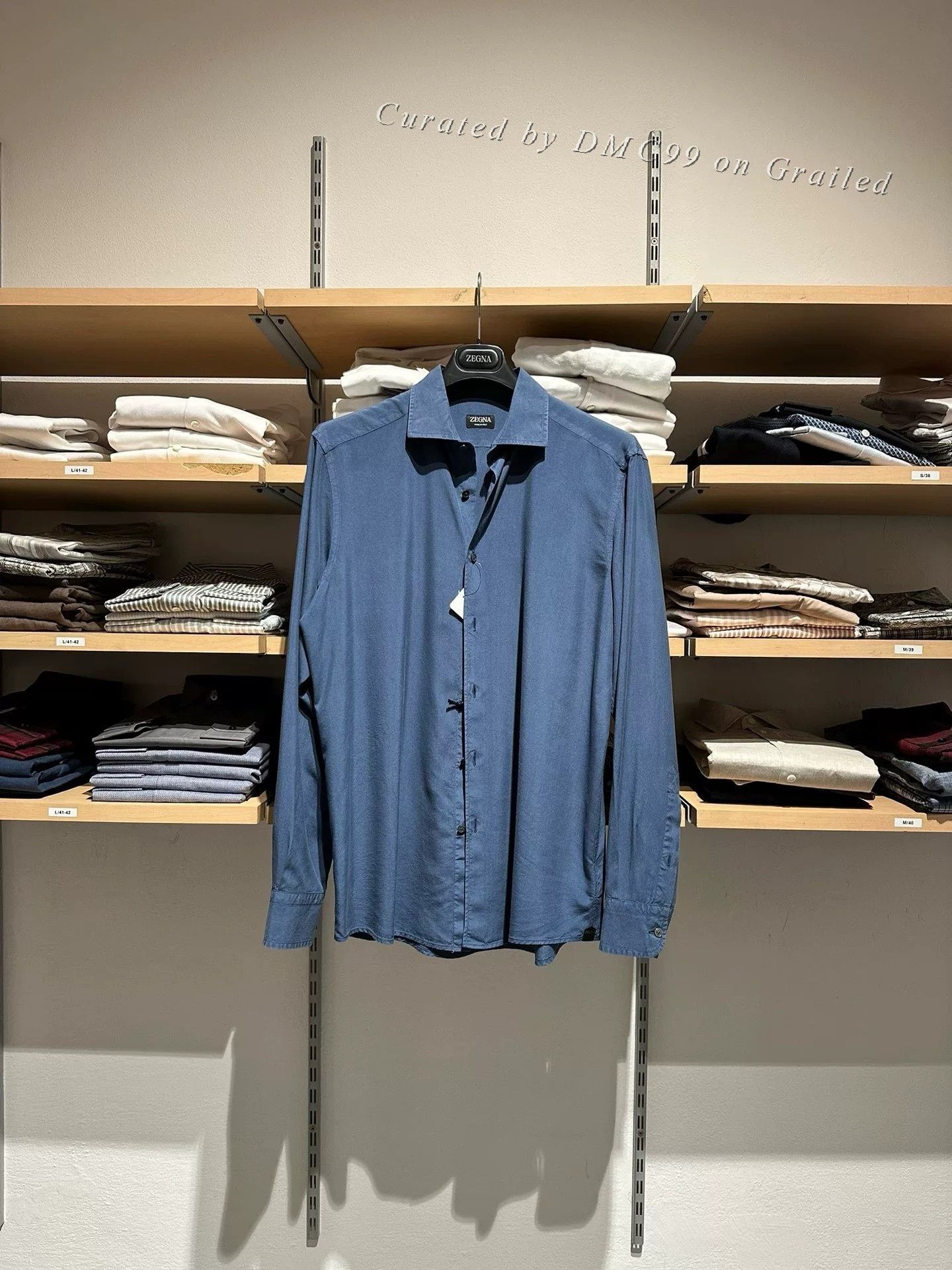 Ermenegildo Zegna Zegna Blue Men's Long-Sleeve Shirt Size US XL / EU 56 / 4 - 1 Thumbnail