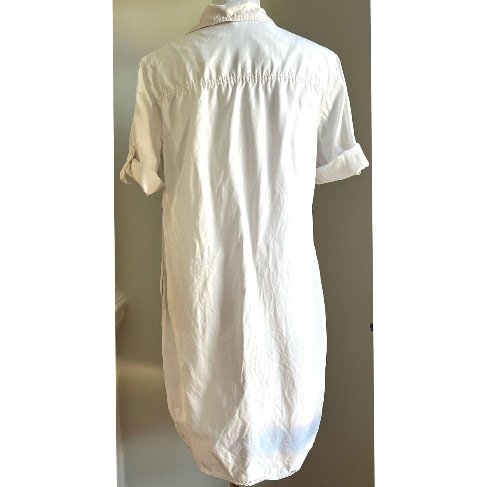 Vintage Cloth & Stone Shirt Dress Ivory Pockets Roll Tab Sleeve Short Dress Women S Lyocell Cream Shirt Dress Womens Size S / US 4 / IT 40 - 6 Thumbnail