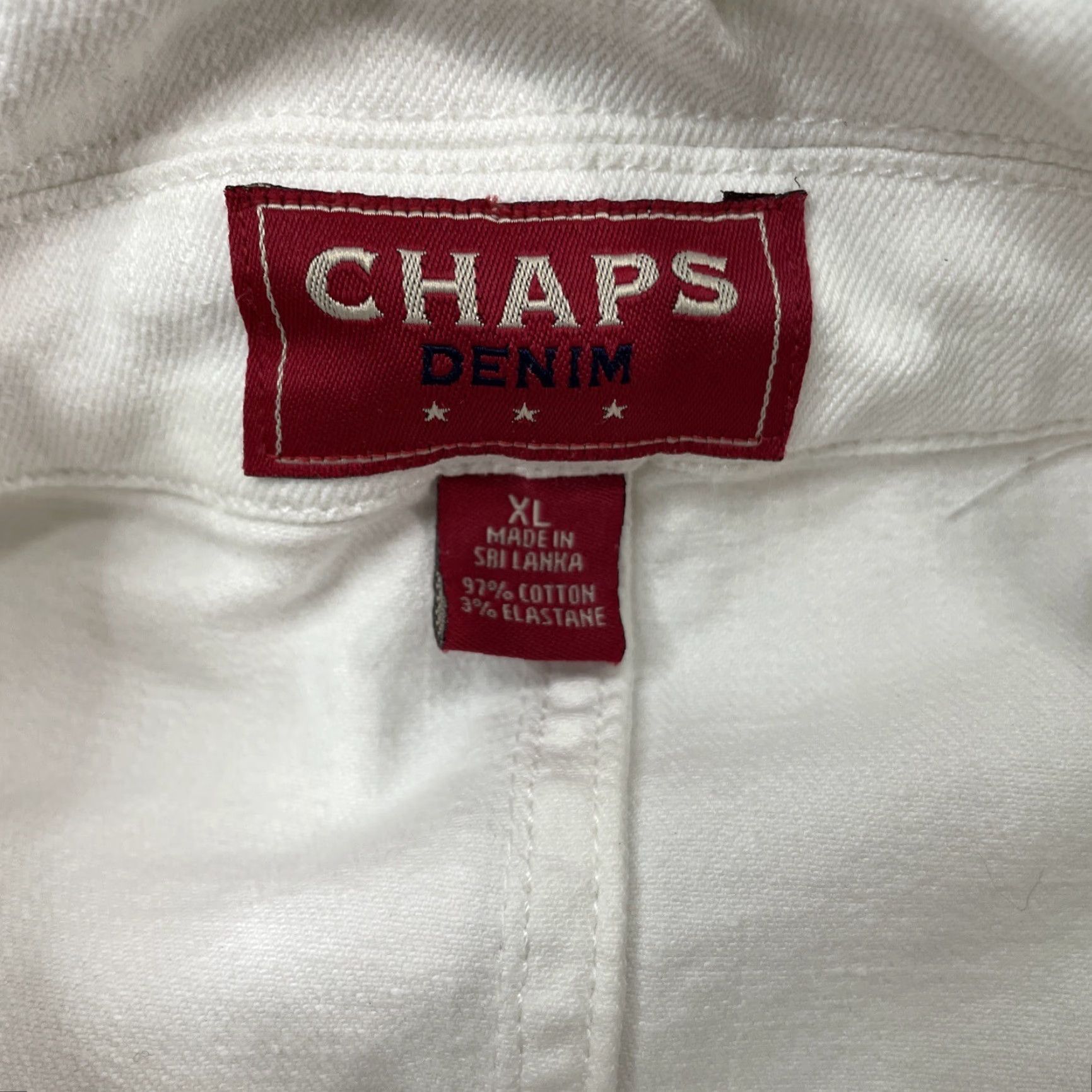 Chaps VINTAGE Chaps Denim Jean Jacket Womens XL White Short Style Pocket Classic Coat Size 40" / US 18 - 2 Thumbnail