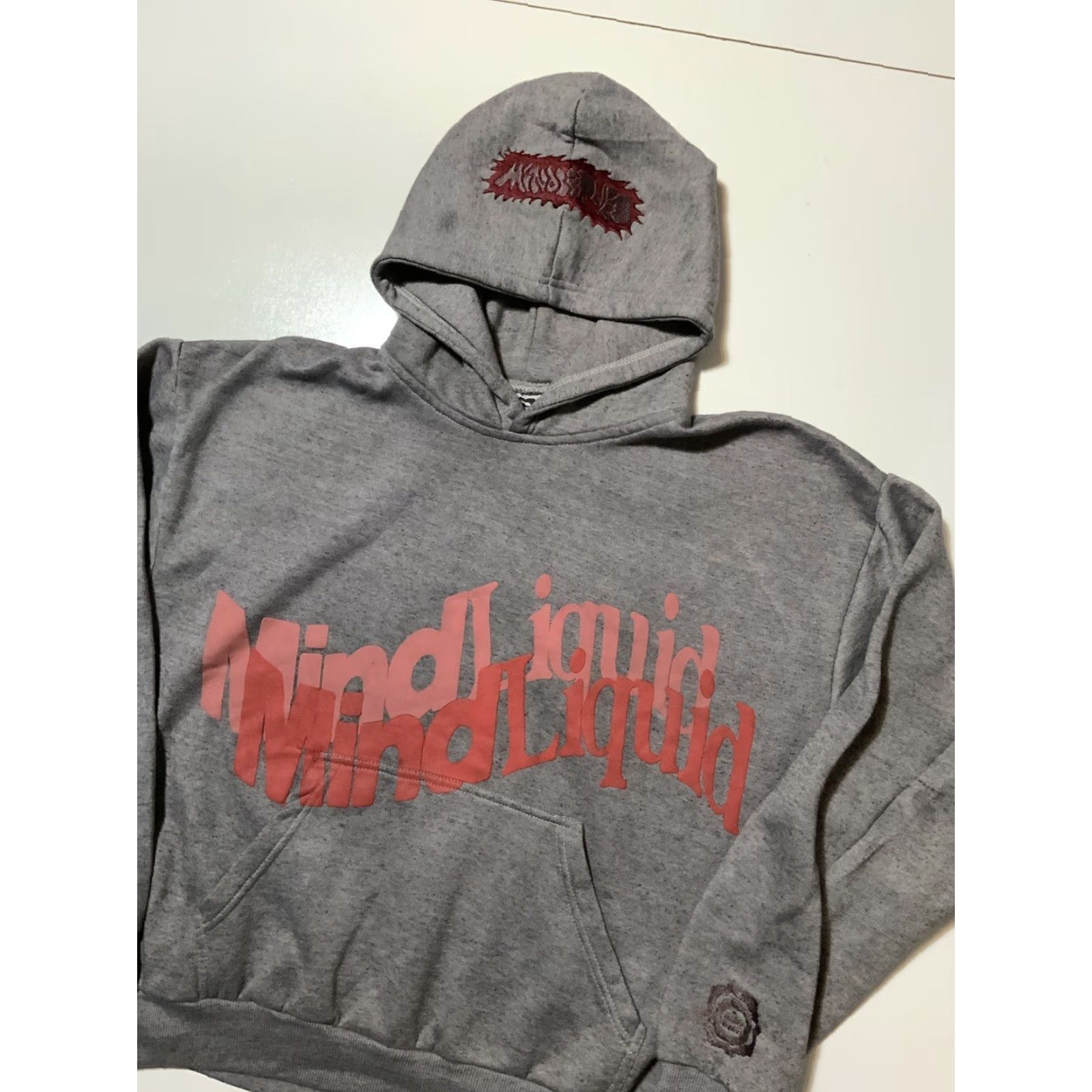 Vintage VINTAGE Mind Liquid “Liquid Words” Gray Fleece Graphic Puff Print Pullover Hoodie M Mens Pullover Hoodie Gray Mind Liquid Size US M / EU 48-50 / 2 - 3 Thumbnail