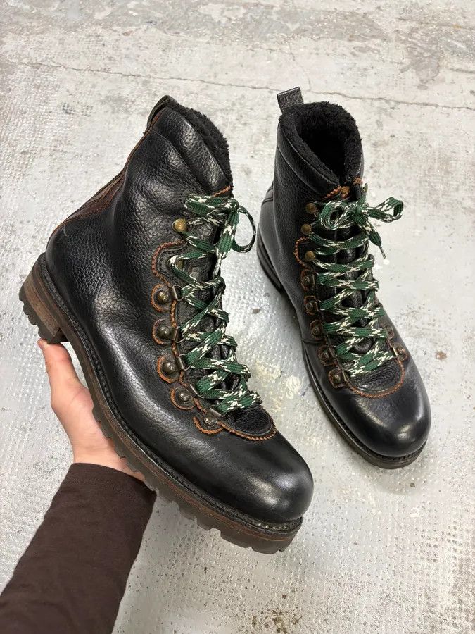 Vintage Dsquared2 Black Leather Hiking Boots Size US 12 / EU 45 - 1 Thumbnail