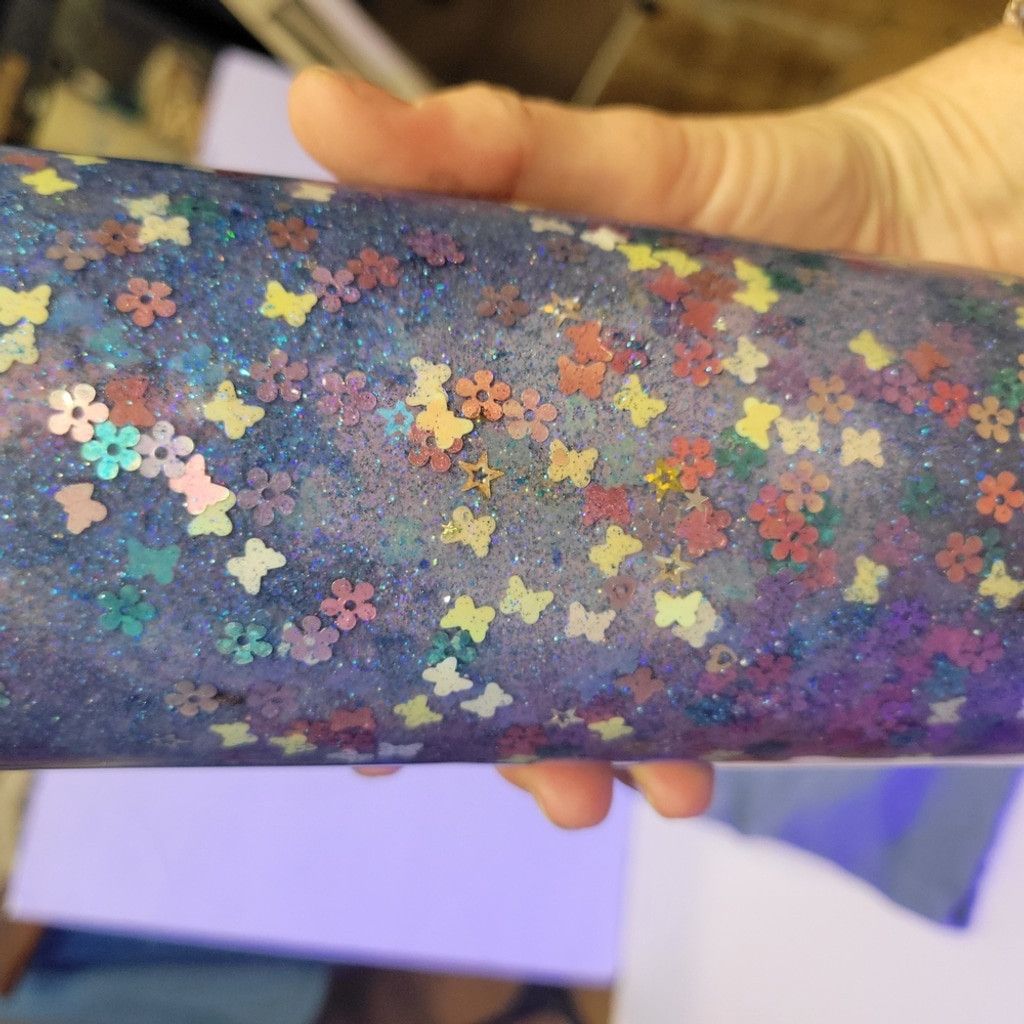 Handmade Hand Crafted Purple Glitter 30 Oz Tumbler Butterfly Floral Size ONE SIZE - 7 Thumbnail