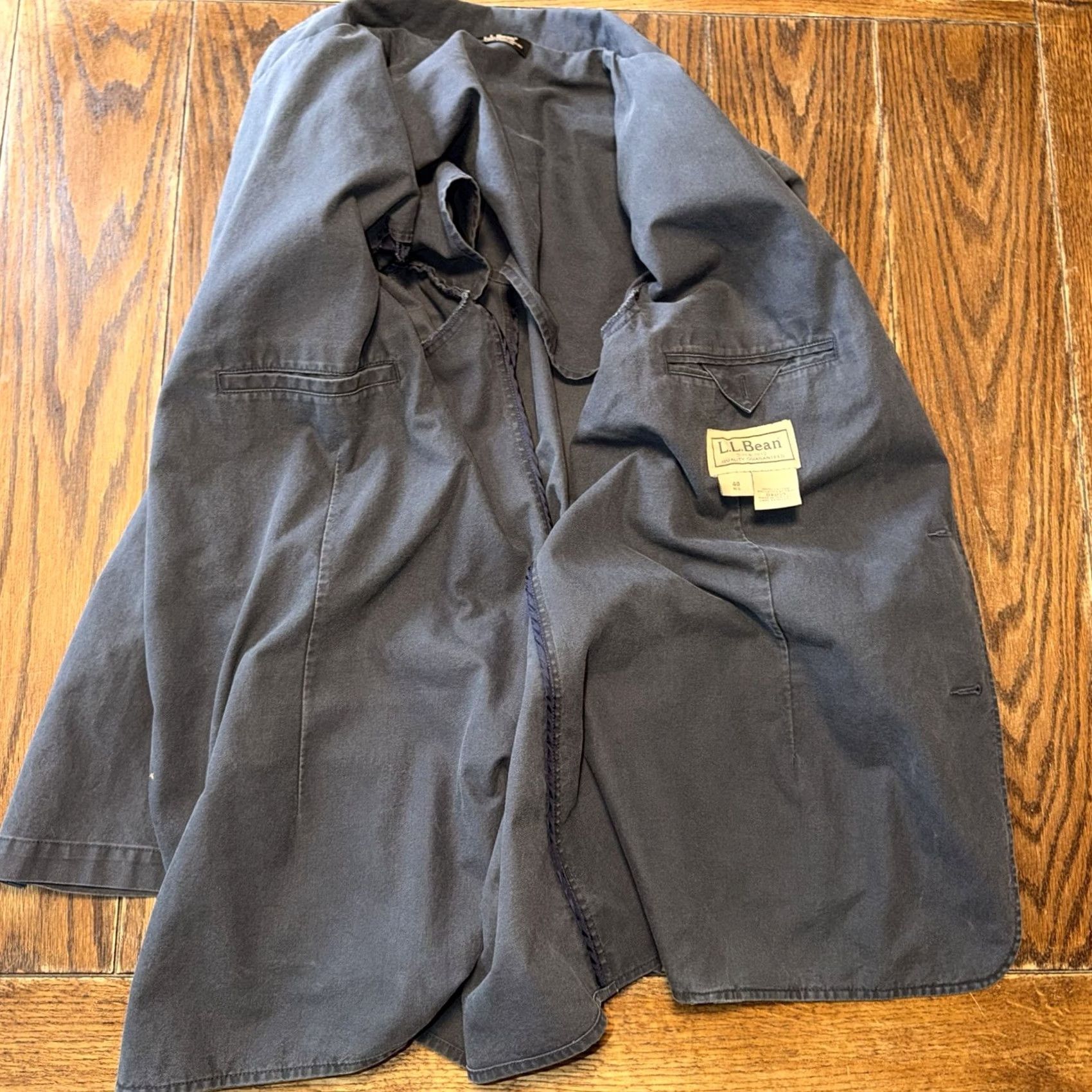 Vintage VINTAGE LL Bean Blazer Mens 40 Regular Washed Blue Two Button Sport Coat oKU59 Size 40R - 3 Thumbnail