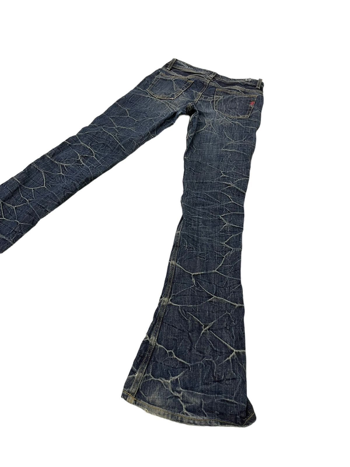 Japanese Brand Flare Jeans Brappers Honeycomb Distress Slim Low Rise 7🟦0 Size US 28 / EU 44 - 13 Thumbnail