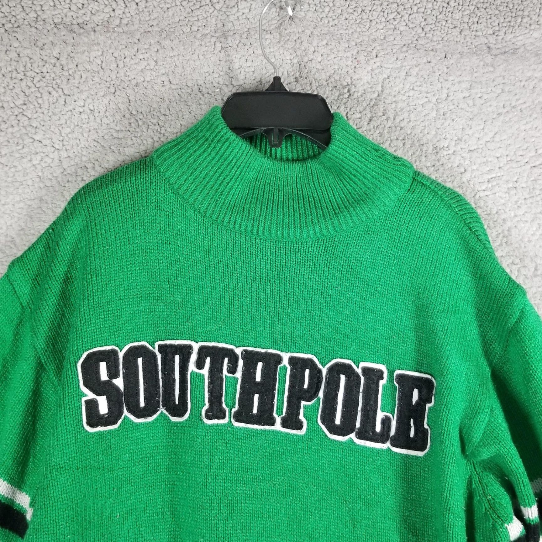Southpole VINTAGE Southpole Men's Sweater Knit Pullover Mock Neck Striped Green All Seasons 90s Streetwear Size US M / EU 48-50 / 2 - 2 Thumbnail