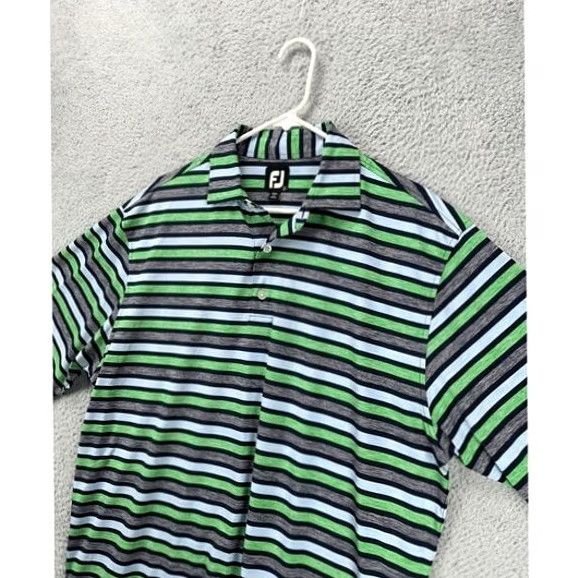 Footjoy FootJoy FJ Shirt Polo Men Large Green Multicolor Striped Short Sleeve Golf Rugby Logo Size US L / EU 52-54 / 3 - 5 Thumbnail