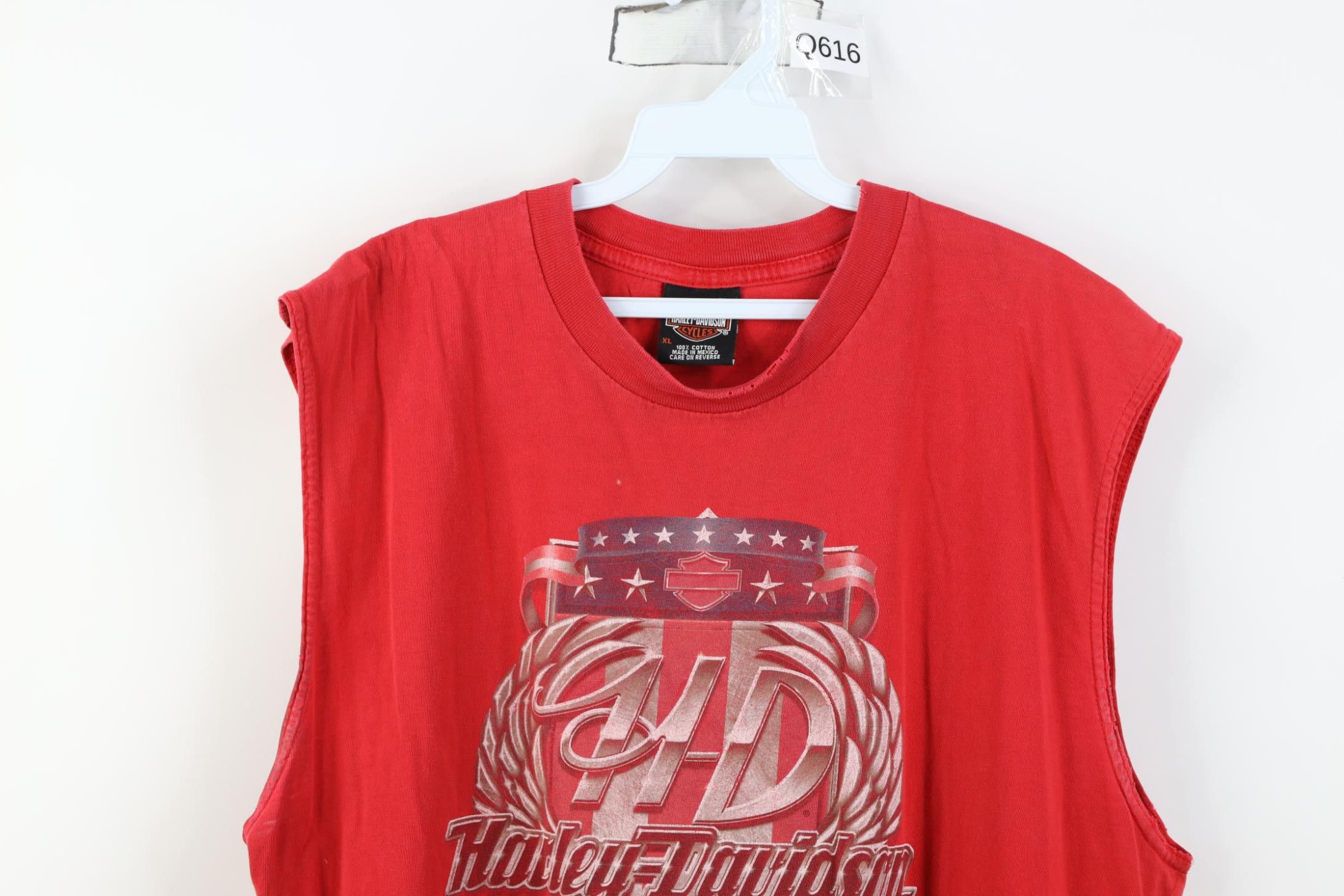 Harley Davidson Vintage Y2K 2004 Harley Davidson Wings Flag Muscle T-Shirt Size US XL / EU 56 / 4 - 2 Thumbnail