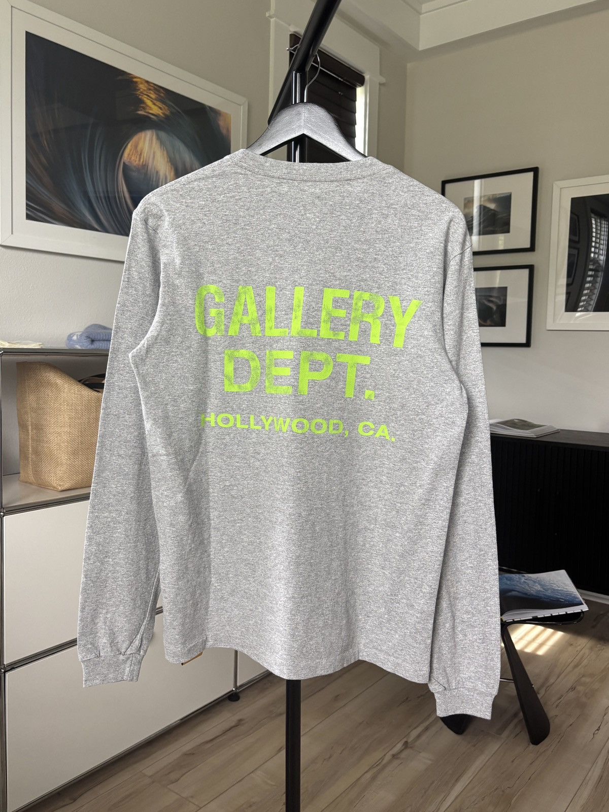 Gallery Dept. GRAY + NEON GREEN - LONG SLEEVE LOGO TEE Size US S / EU 44-46 / 1 - 1 Thumbnail