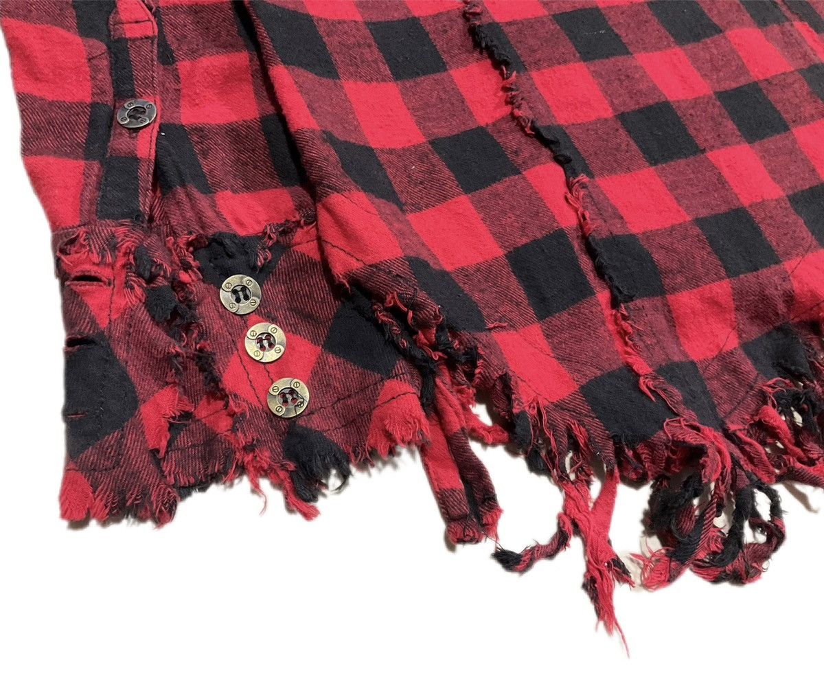 🔥Sick Y2K Edge Line Fringed Frayed Flannel Shirt
