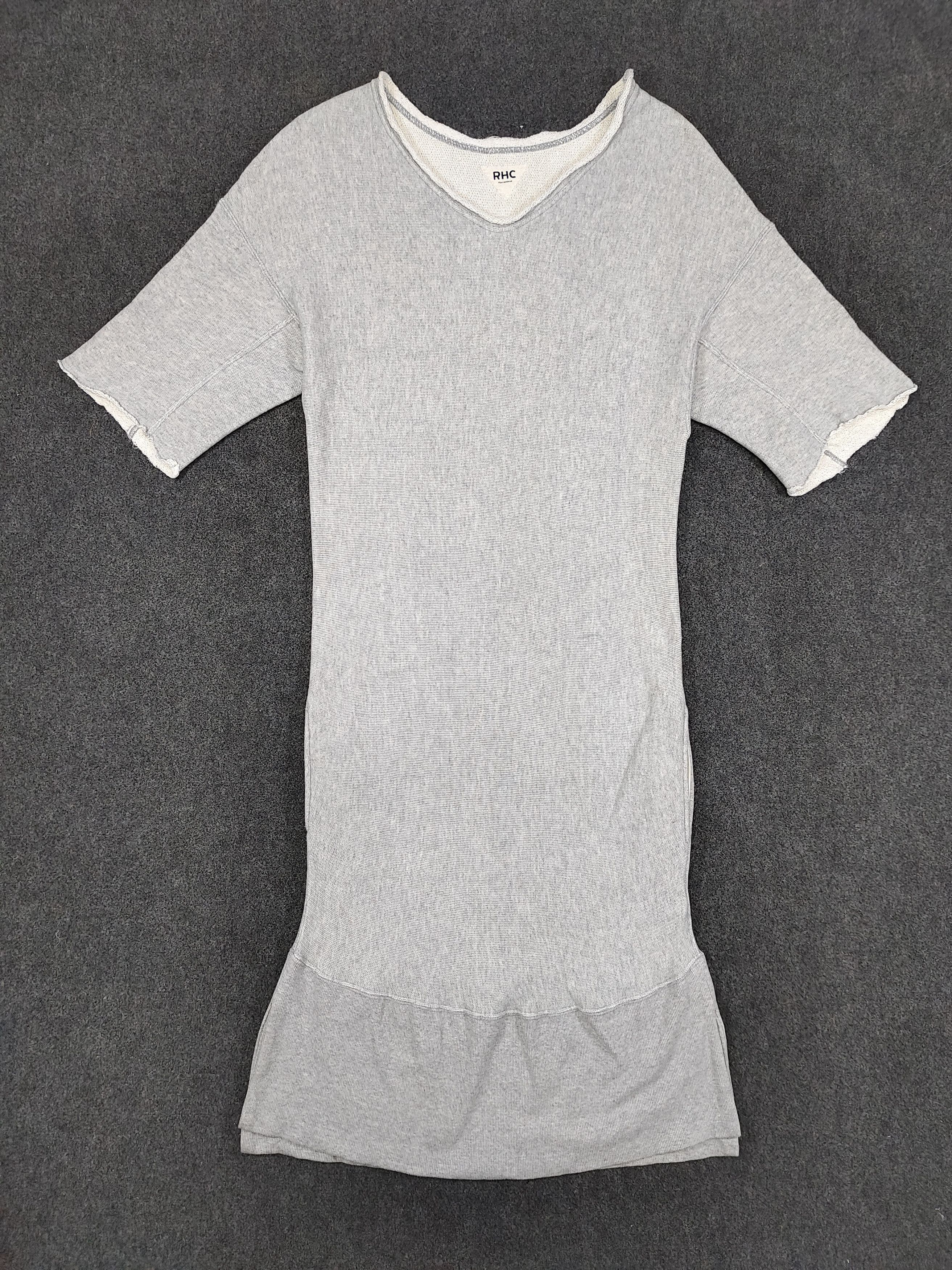 Ron Herman RHC Ron Herman- Minimalist Raw Edge V-Neck Sweat Midi Dress Size M / US 6-8 / IT 42-44 - 4 Thumbnail