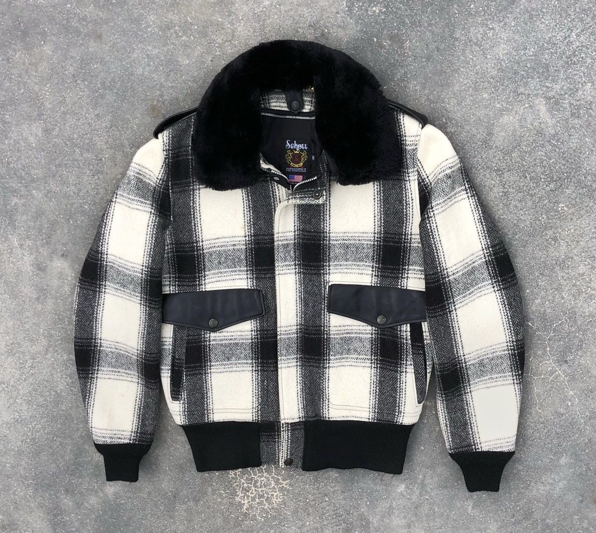 Schott Vintage Schott Bross Wool Leather Melton Bomber Jacket USA🇺🇸 Size US S / EU 44-46 / 1 - 1 Thumbnail