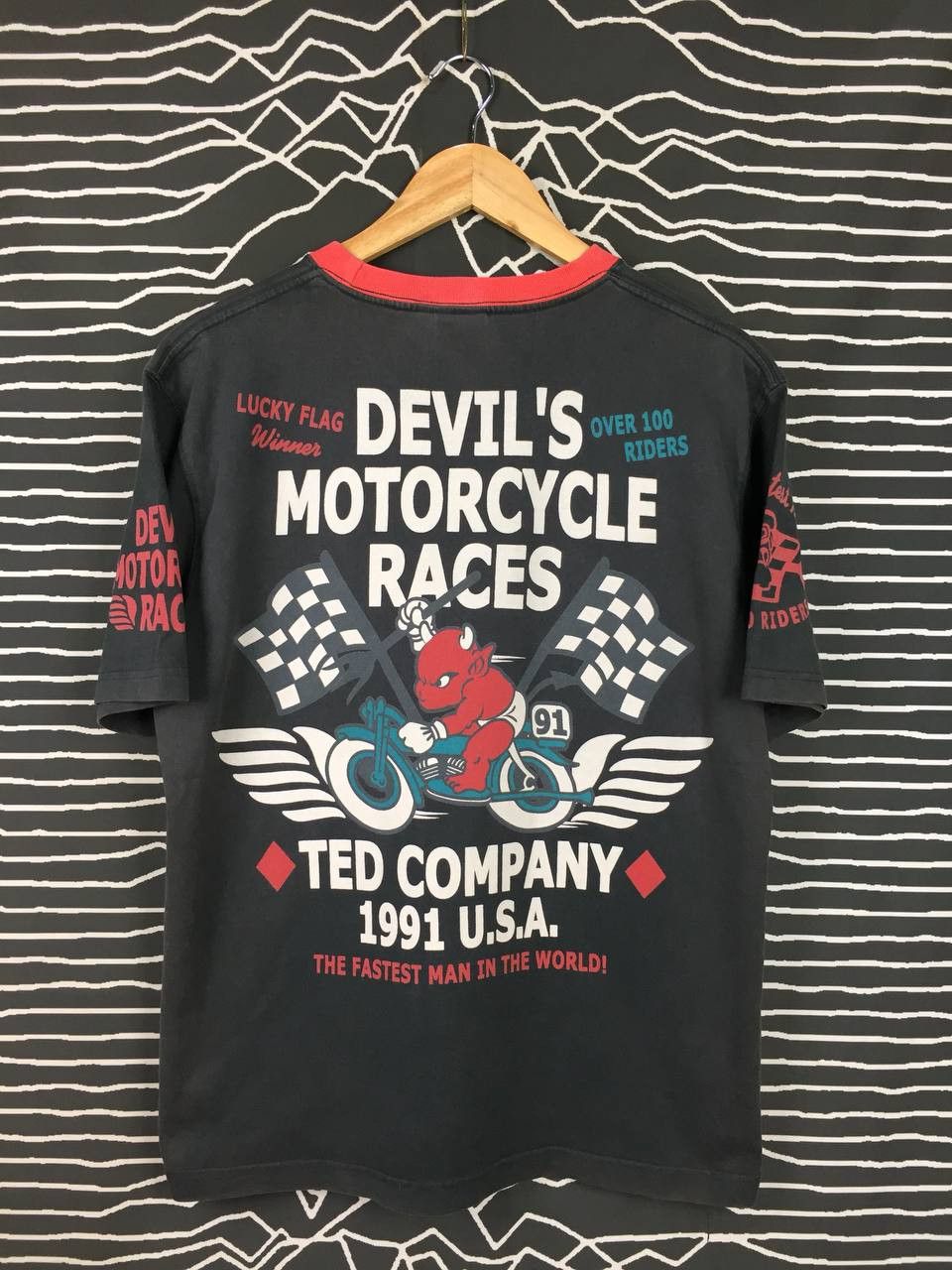 Japanese Brand Ted Company Lucky Flag Devil's Motorcycle Races Tee Size US L / EU 52-54 / 3 - 2 Thumbnail