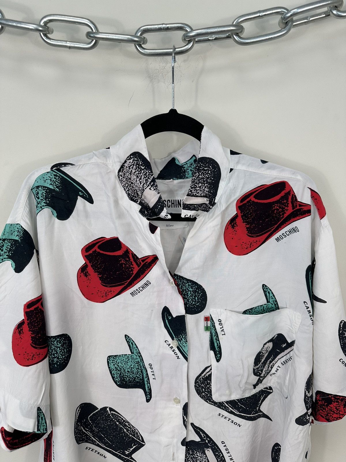 Moschino Vintage 90s Moschino Hats All Over Print Short Sleeve Shirt Size US M / EU 48-50 / 2 - 3 Thumbnail