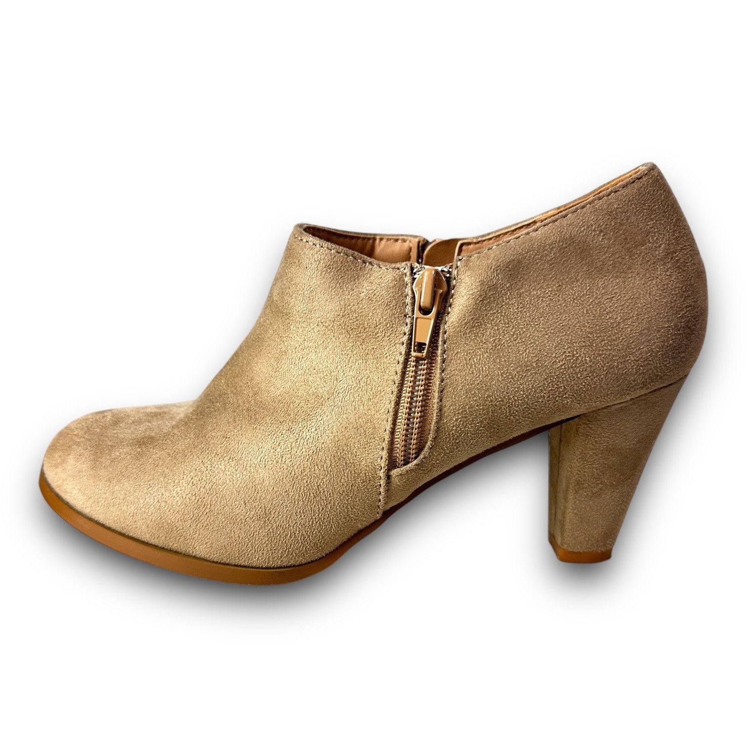 Other Chic Journee Womens Faux Suede Tan High Heel Ankle Booties S Size US 8 / IT 38 - 9 Thumbnail