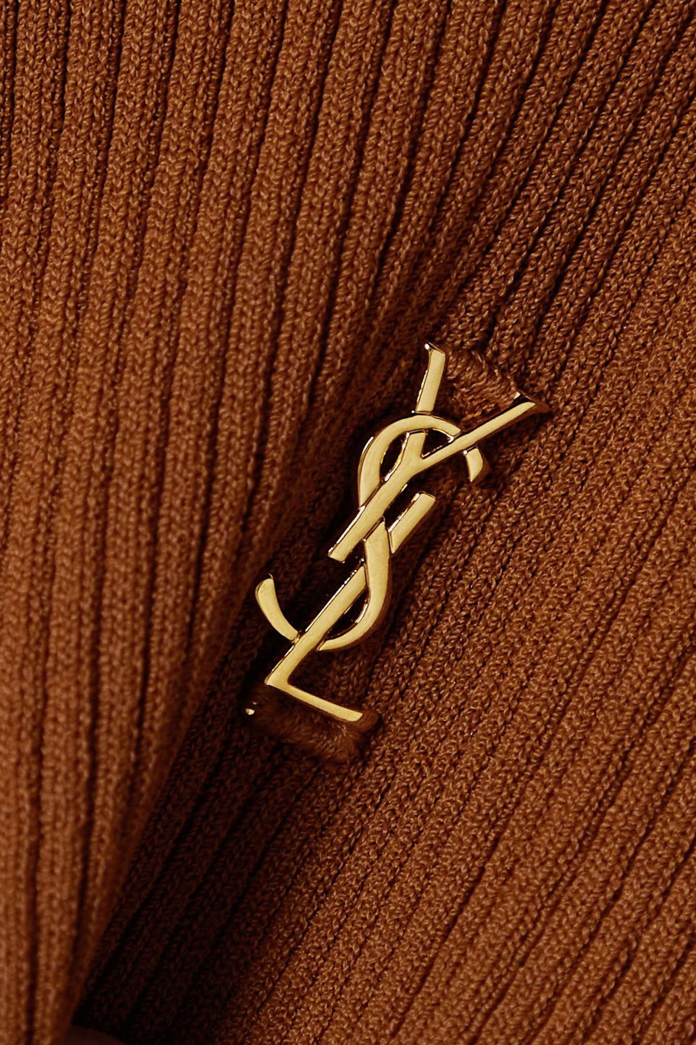 Saint Laurent Paris o1tr1nto0325 705400 Embellished Ribbed-Knit Polo Sweater Size XL / US 12-14 / IT 48-50 - 5 Thumbnail