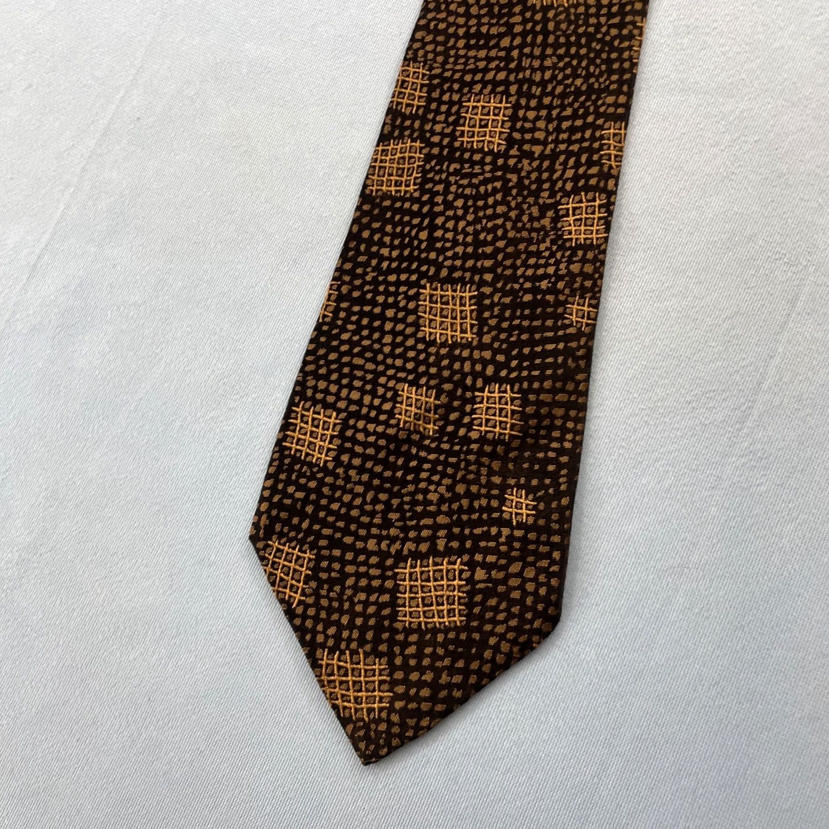 MCM VINTAGE MCM Tie Neckwear Silk Brown Bronze 60s Woven 57" Classic 4x57 Hashtag Foulard Texture Capsule Vintage Geometric Elegant Designer Mens Size ONE SIZE - 5 Thumbnail