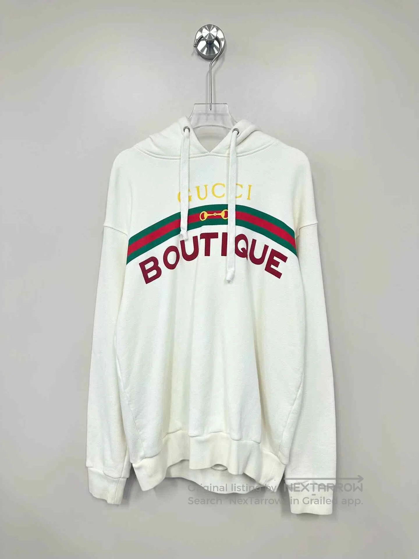 Gucci Guicci White Letter Printed Logo Hooded Sweatshirt| Size US XS / EU 42 / 0 - 1 Thumbnail