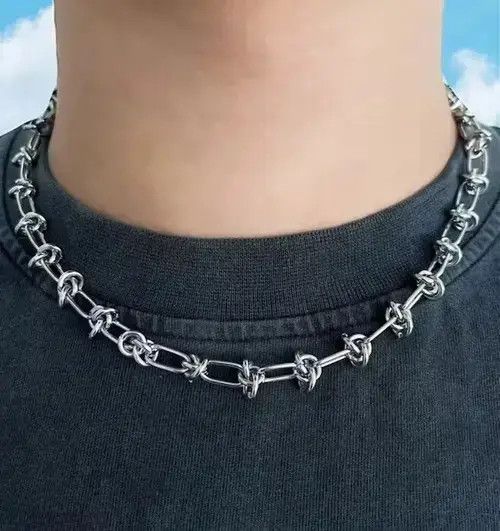 Jewelry Silver Thorns Knot Chains Choker Necklace, Men's