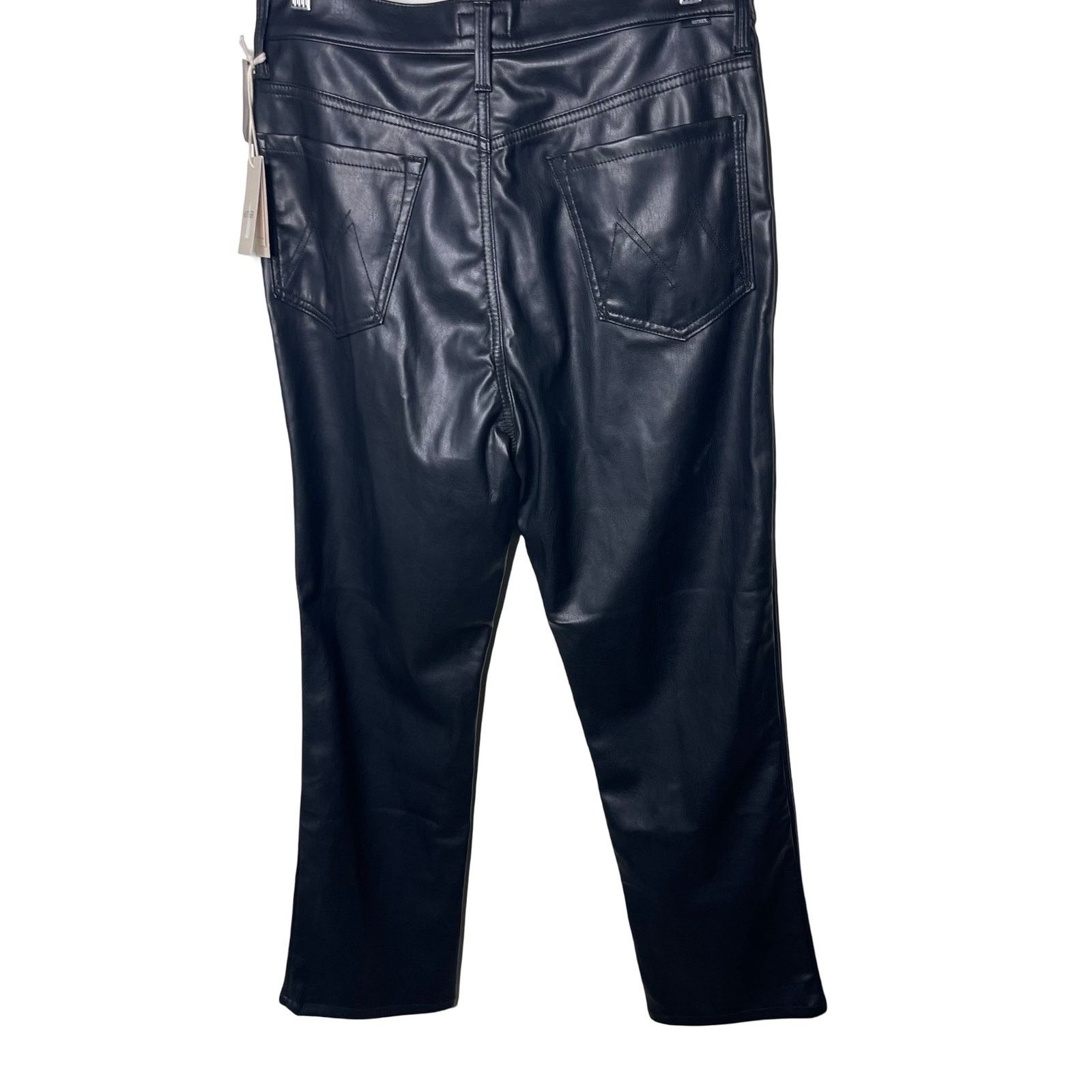 MOTHER NWT MOTHER Denim Rider High-Rise Faux-Leather Ankle Pants Size 33" - 2 Thumbnail