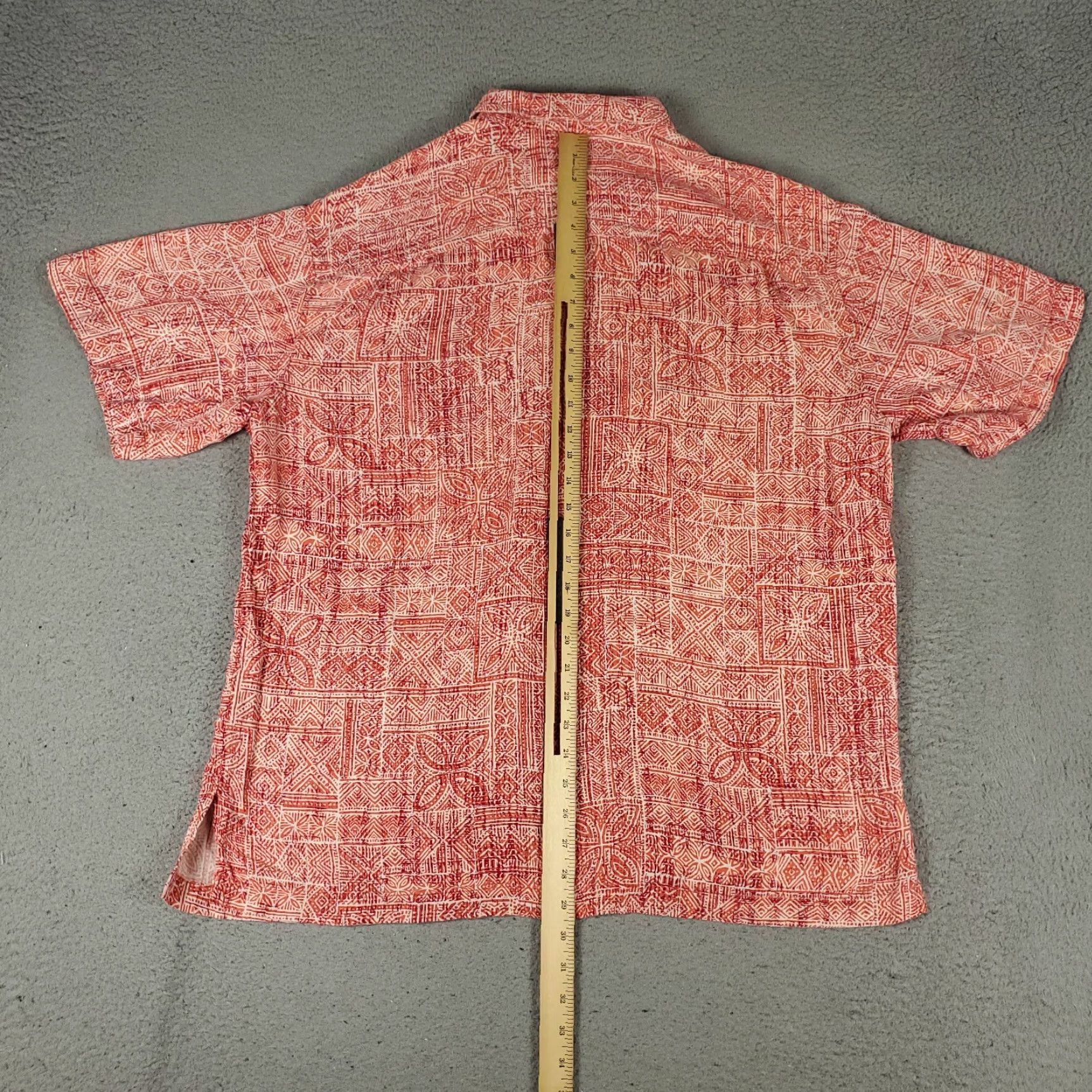 VINTAGE Tori Richard Shirt Mens XL Red Geometric Hawaiian Short Sleeve Button Up