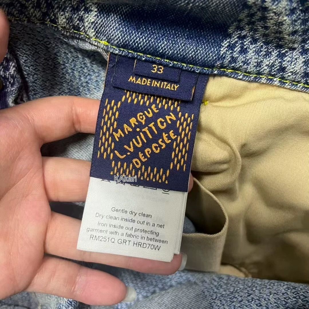 Louis Vuitton Louis Vuitton Blue Check Mid-Rise Straight Jeans Size US 33 - 3 Thumbnail