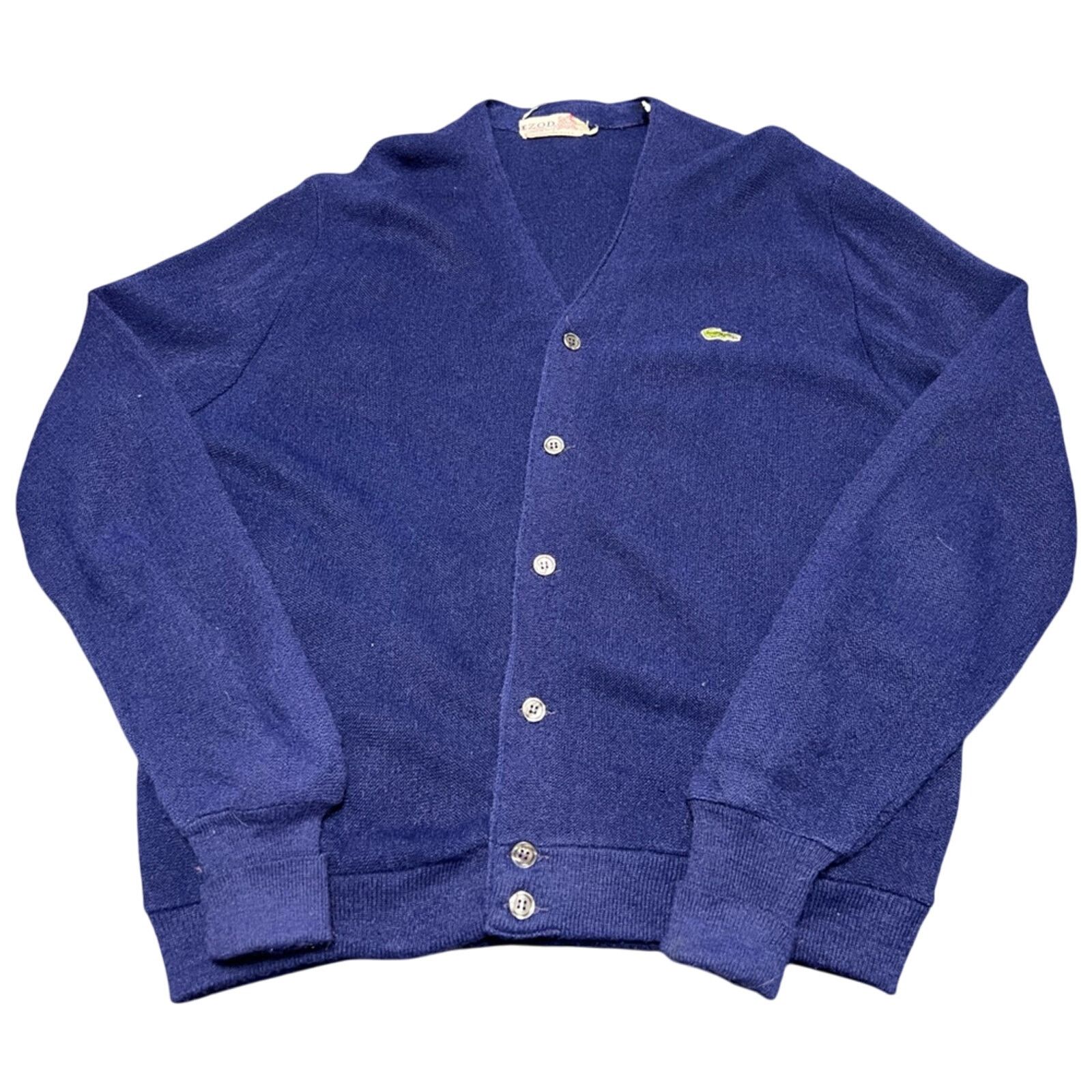 Izod Lacoste Vintage Cardigan Orlon Acrylic Sweater Golf 60s
