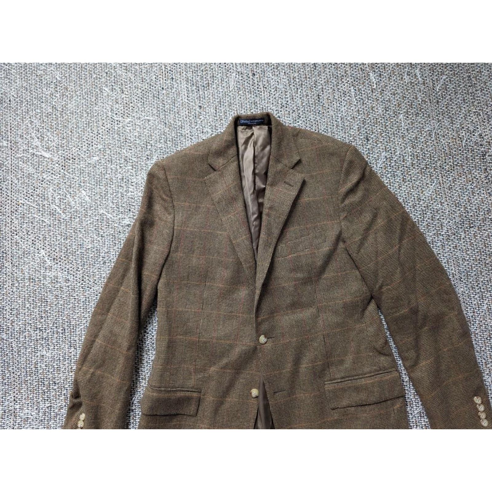 Polo Ralph Lauren VINTAGE POLO Ralph Lauren Blazer Shirt ITALY Made Angora Wool Windowpane 39L Brown Mens blazer Size US L / EU 52-54 / 3 - 4 Thumbnail