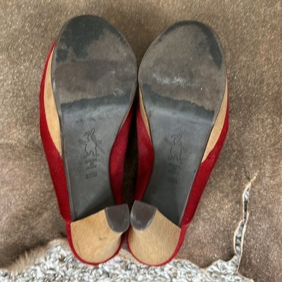 Marni Marni Red Ponyhair Wood Platform Mules Size US 7.5 / IT 37.5 - 7 Thumbnail