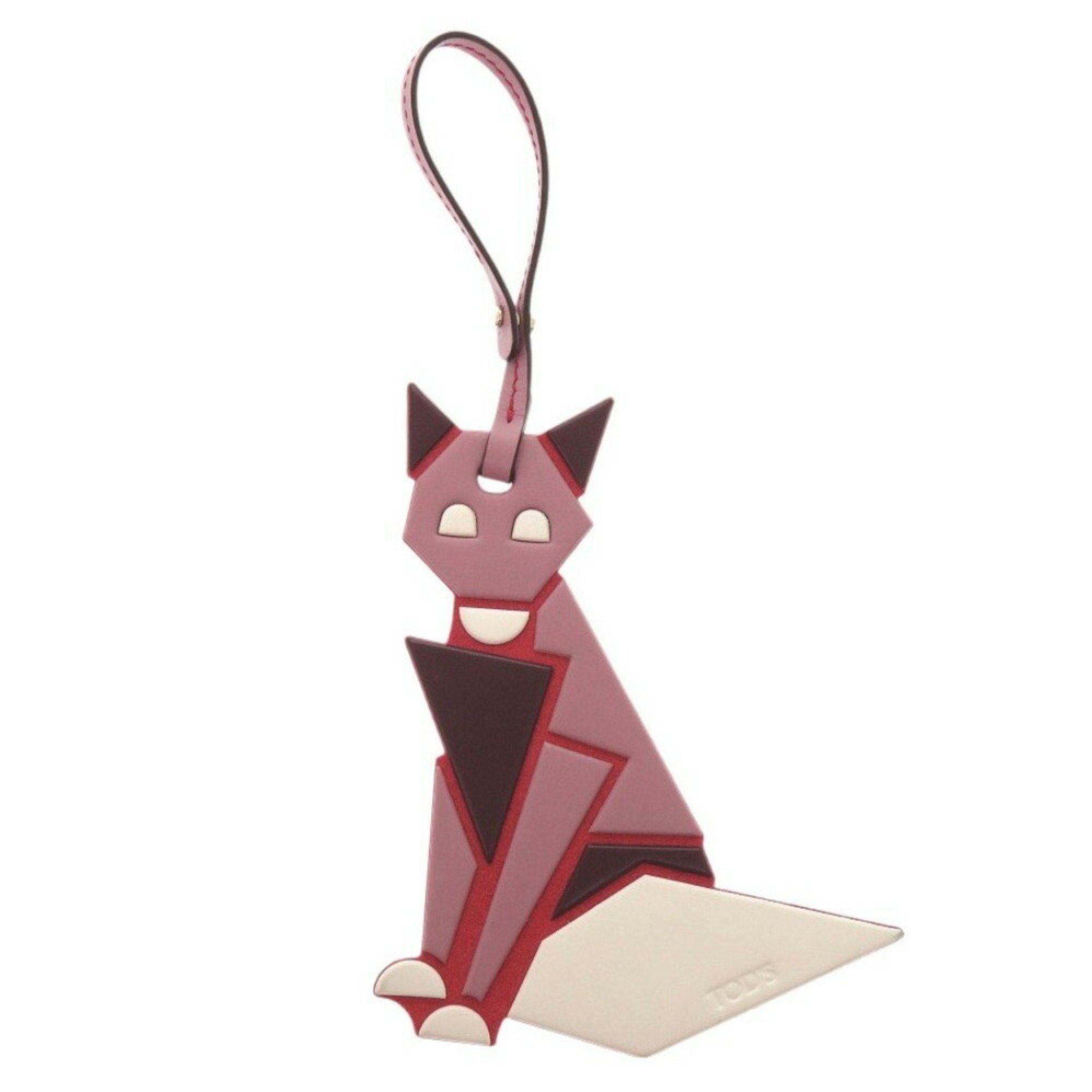 Tod's Bag Charm Fox Keychain Leather Pink Tsune 1456TOD'S
