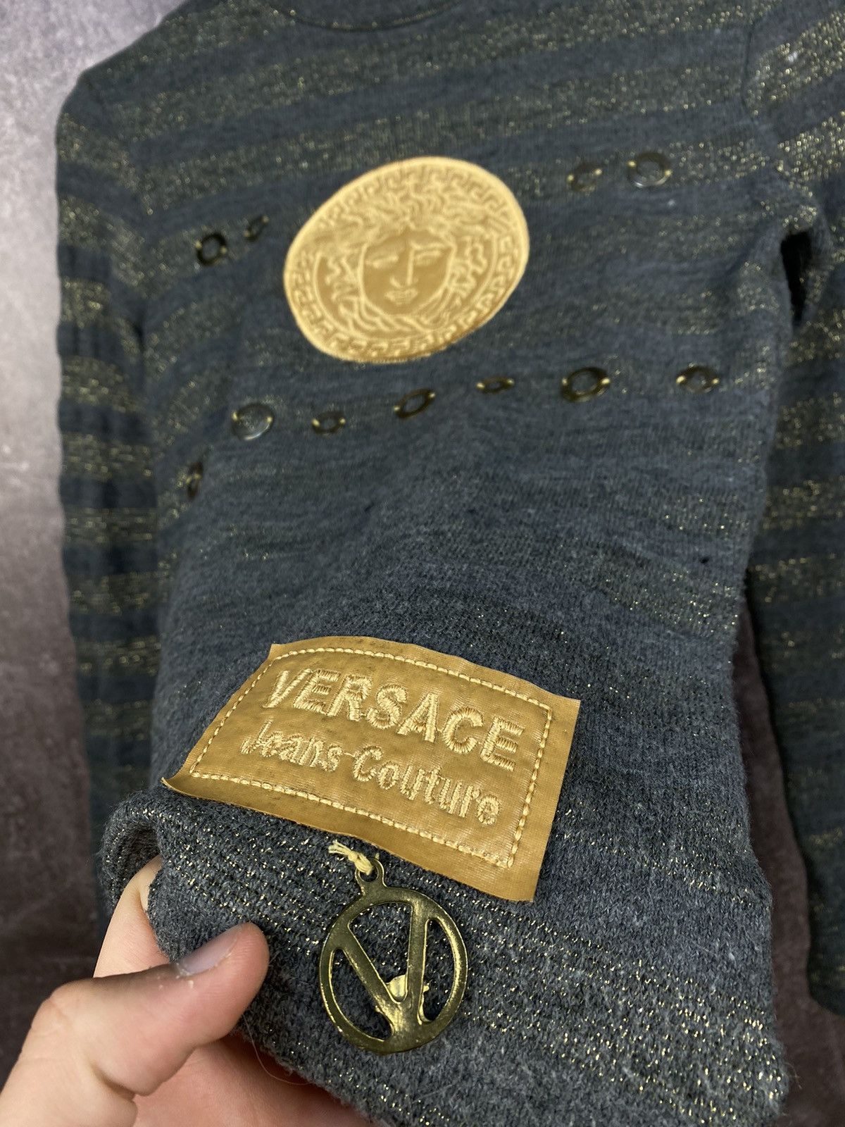 Versace Jeans Couture Vintage rare big logo monogram Versace long sleeve Size US M / EU 48-50 / 2 - 4 Thumbnail