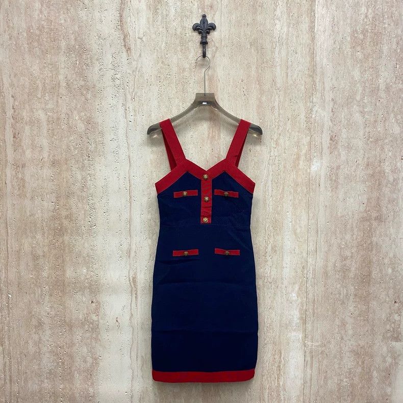 Gucci Gucci Color-blocked tiger head gold buckle suspender dress Size XS / US 0-2 / IT 36-38 - 1 Thumbnail