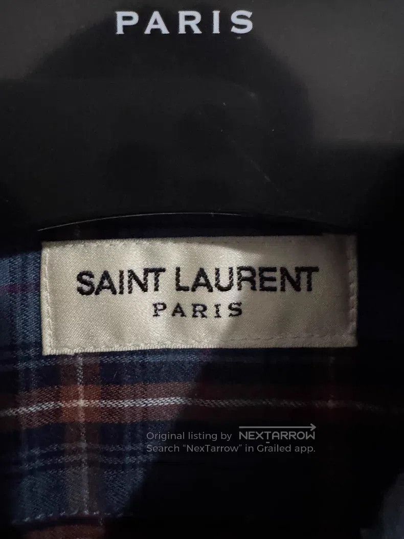 Saint Laurent Paris Saint Laurent Paris Size 38 Flannel Pointed Collar Blue an Size US M / EU 48-50 / 2 - 6 Thumbnail