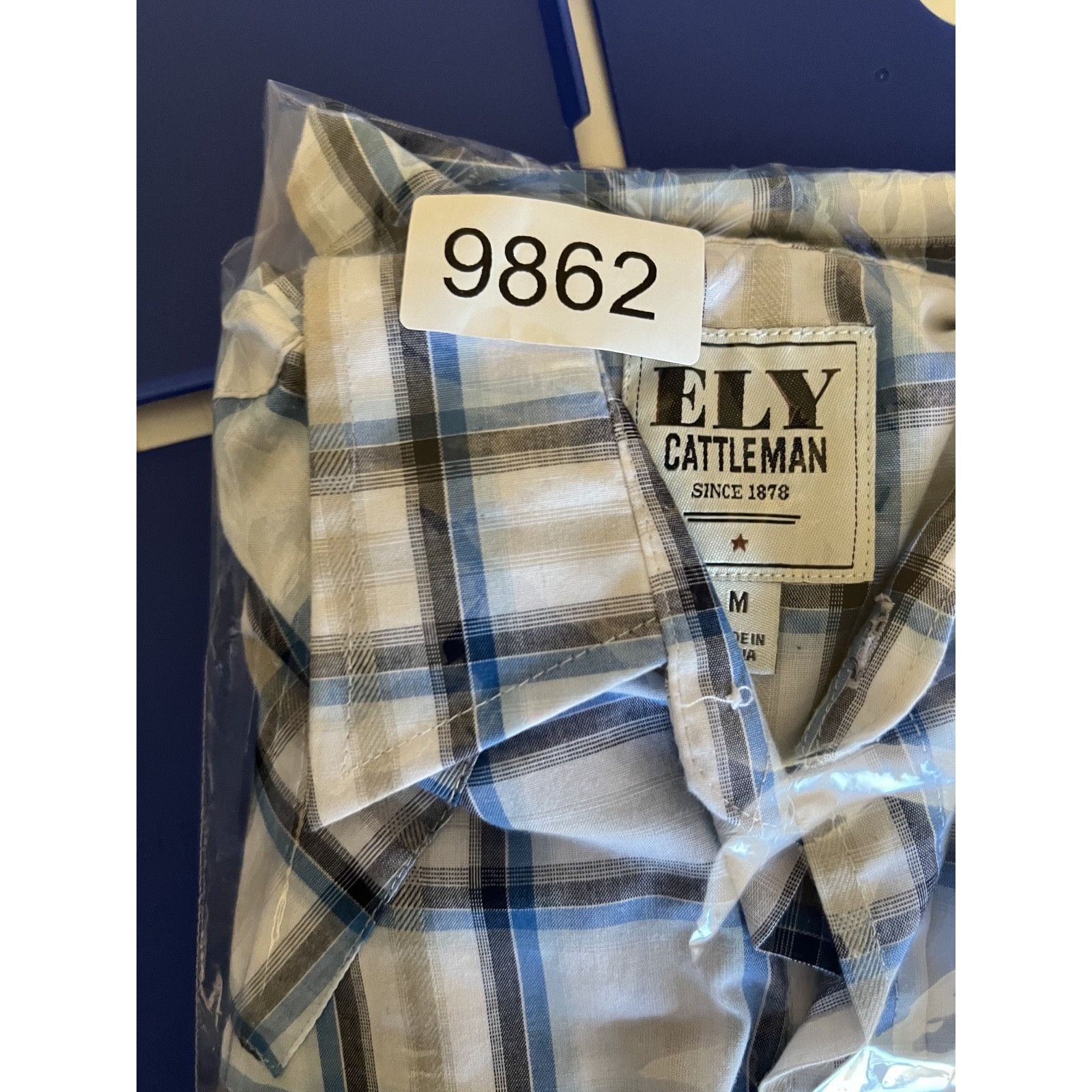 Other Ely Cattleman Pearl Snap Shirt Men's Medium Blue Plaid Weste Size US M / EU 48-50 / 2 - 6 Thumbnail