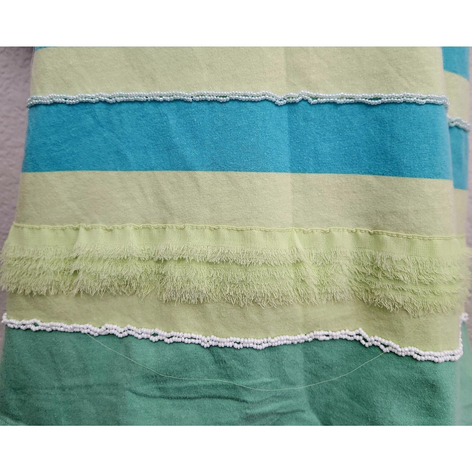 Other Ruby Rd. Blue Green White Striped Capped Sleeves Top Medium Size M / US 6-8 / IT 42-44 - 2 Thumbnail