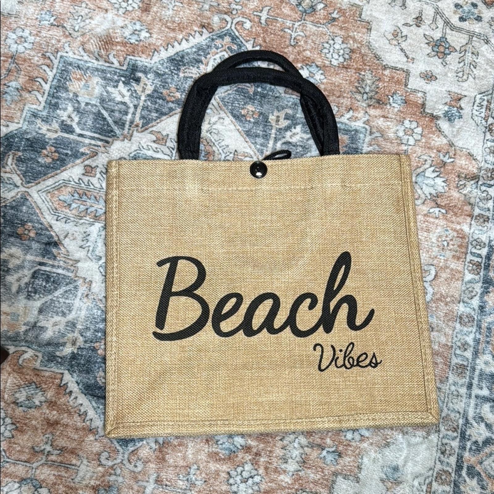 Designer Beach Vibes Tan and Black Tote Bag Size ONE SIZE - 2 Thumbnail