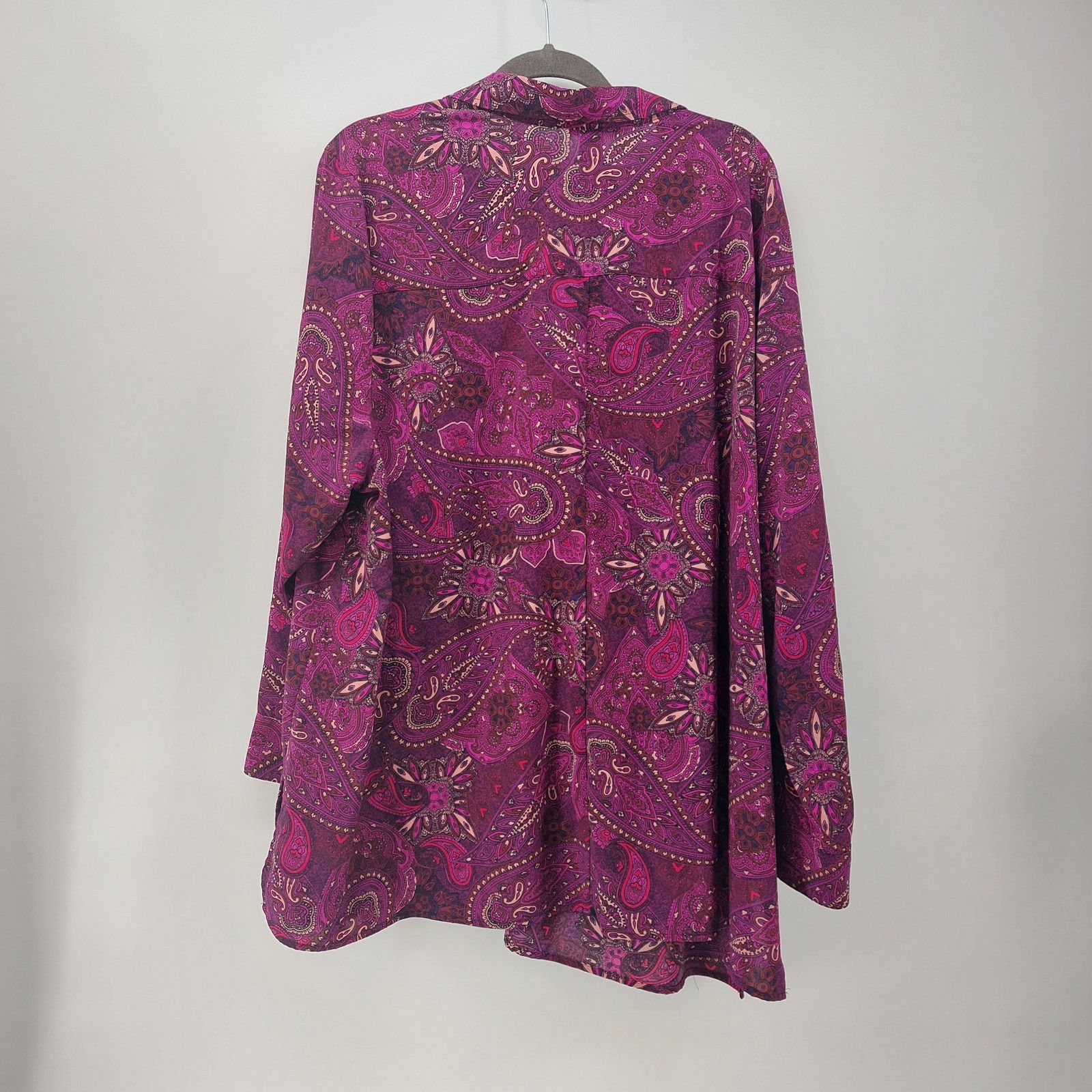 Other Catherines Womens Pink Paisley Blouse 3x (26/28W) Button-Tab Size 3XL / US 20-22 - 14 Thumbnail