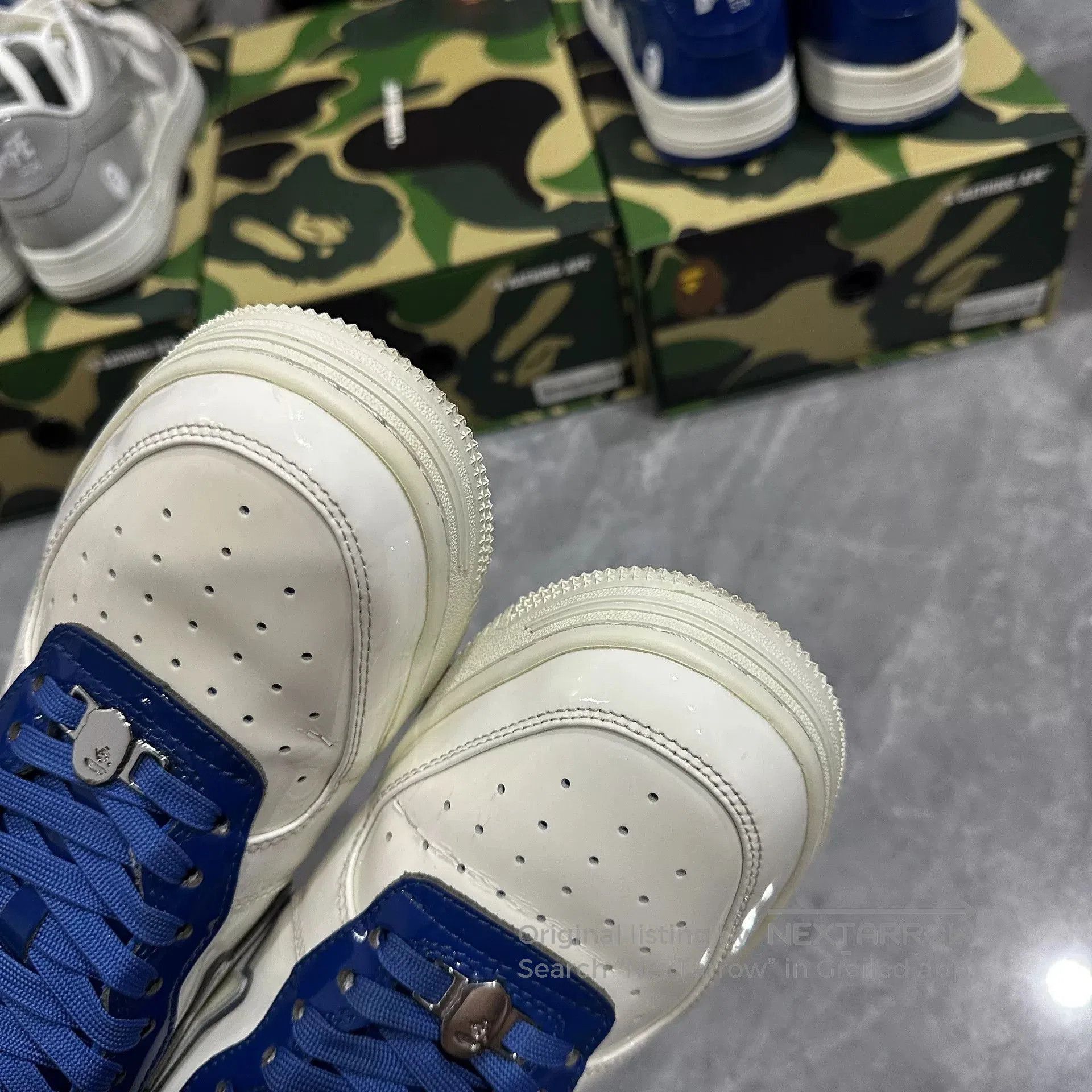 Bape BAPE STA Bapesta White Blue Sneakers. Size US 10 / EU 43 - 5 Thumbnail