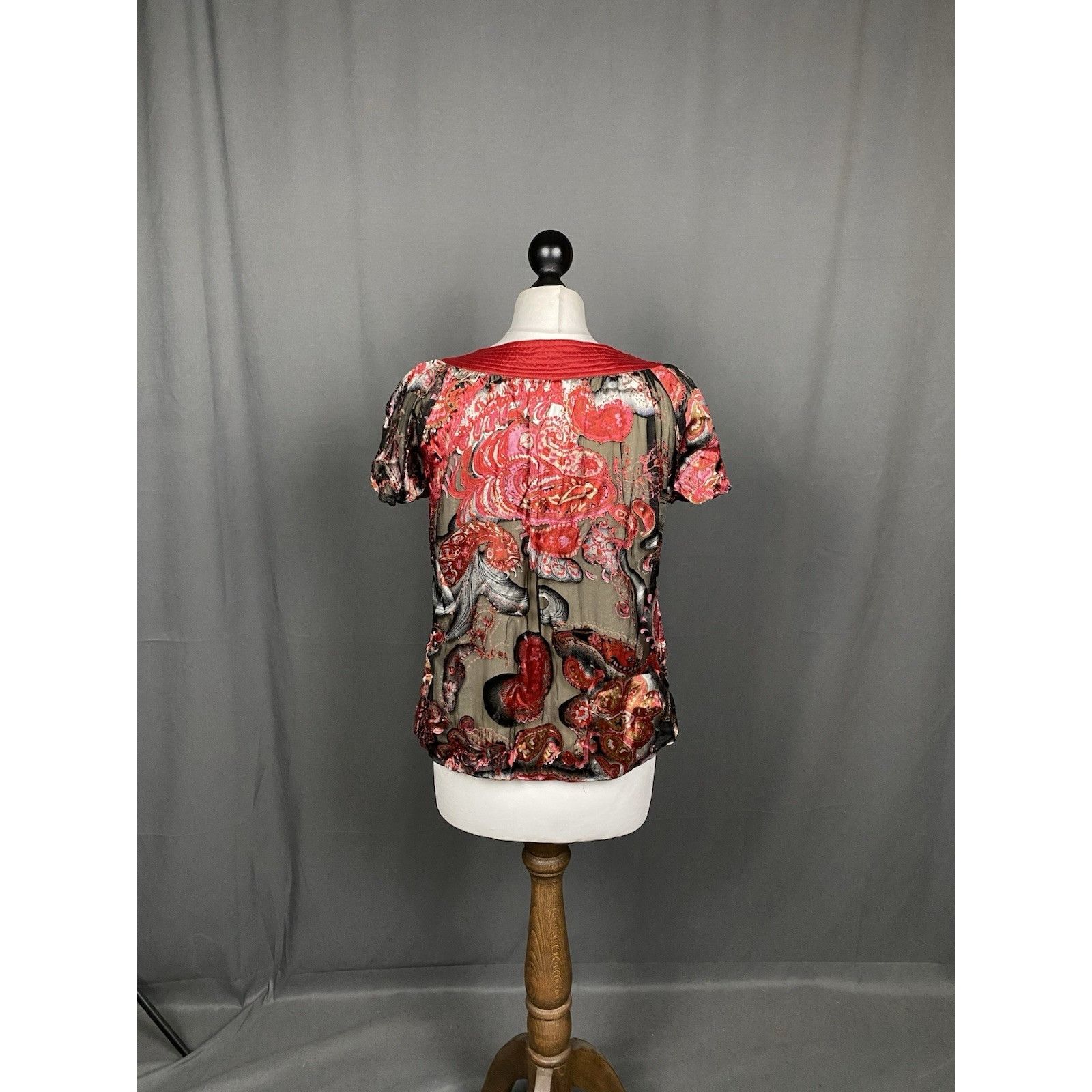 Chloe Chloe Women's Red Floral Silk Tunic T-Shirt Size US 8 Size M / US 6-8 / IT 42-44 - 6 Thumbnail