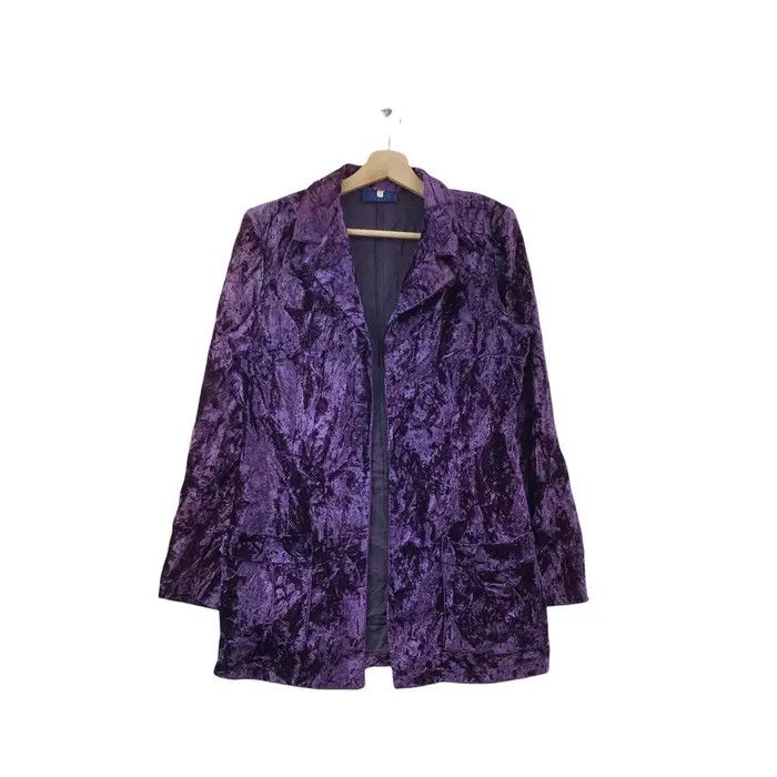 Vtg RIFLESSI PARIS Suede Velvet Purple Coat Jacket Blouse