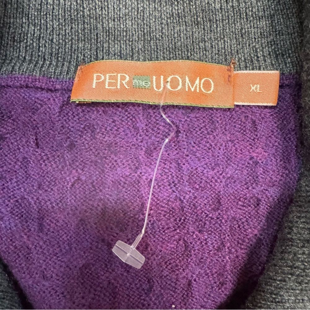 Other New Per me Uomo Purple Extra Fine Merino Wool 1/4 Buttons S Size US XL / EU 56 / 4 - 5 Thumbnail