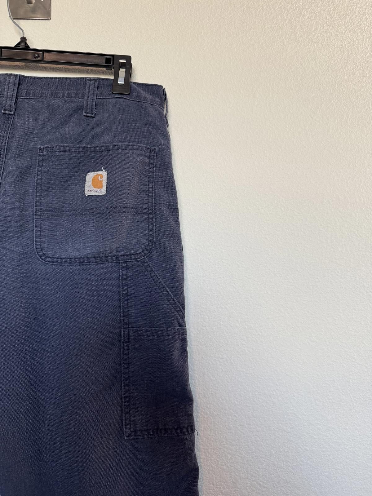 Carhartt Carhartt Men's Cargo Pants Navy Blue Dungaree Fit Size US 32 / EU 48 - 2 Thumbnail