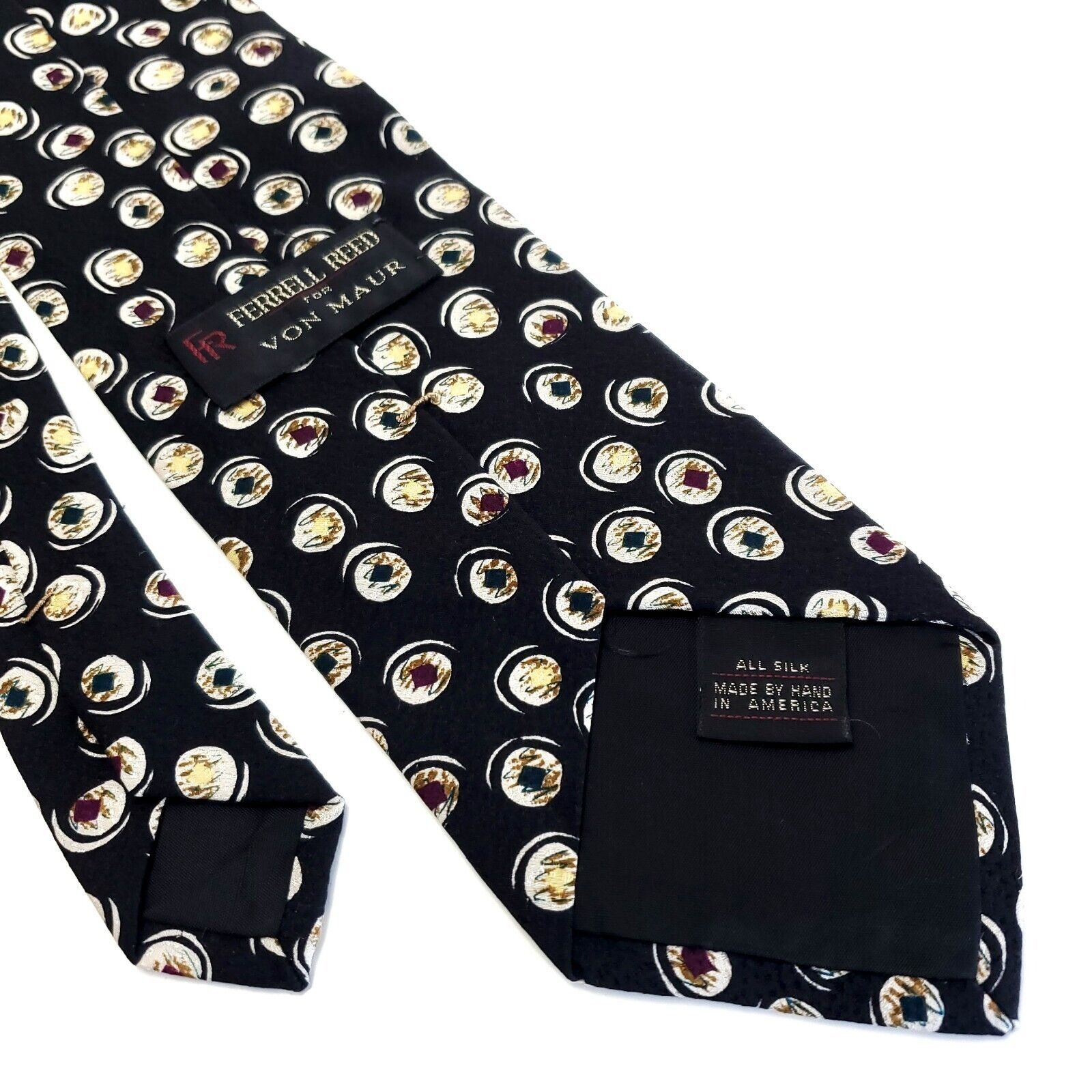 Designer Ferrell Reed Von Maur Black Abstract Jacquard Short Silk Tie Size ONE SIZE - 5 Thumbnail