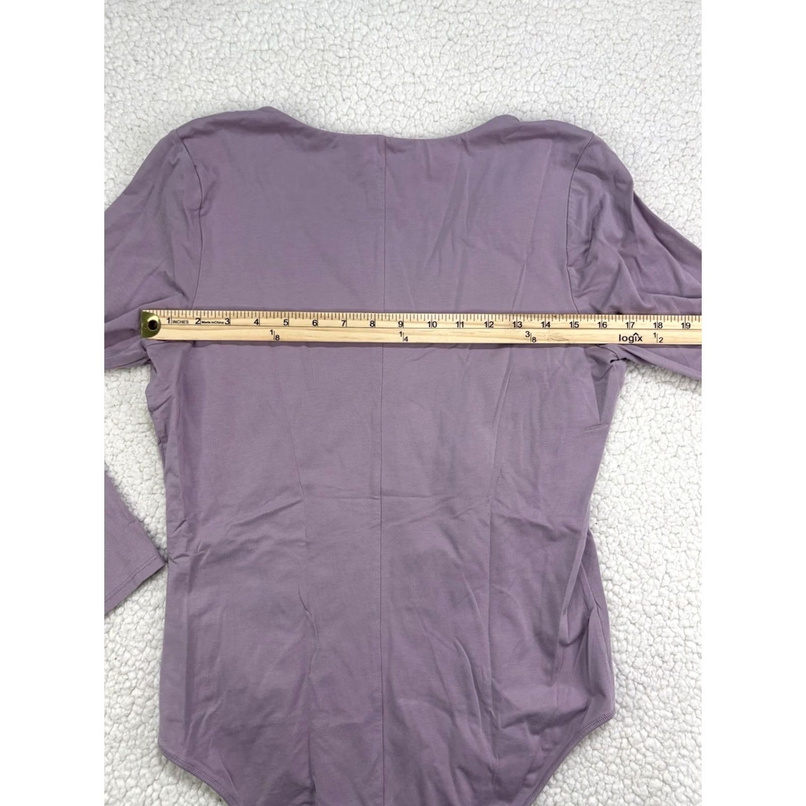 Everlane EVERLANE Long Sleeve V-Neck Bodysuits Womens XL Lavender White Soft Size XL / US 12-14 / IT 48-50 - 5 Thumbnail