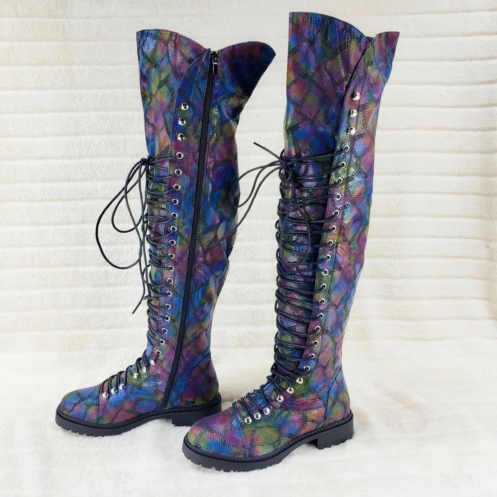 Other Travis Colorful Rainbow Snake Corset Lace Over the Knee Fash Size US 5.5 / IT 35.5 - 4 Thumbnail