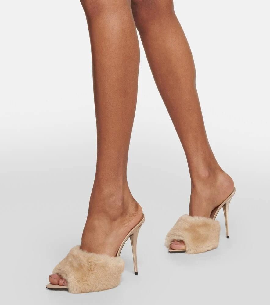 Saint Laurent Paris o1b1hav110924 LA16 Heeled Mules in Beige Size US 7 / IT 37 - 8 Thumbnail
