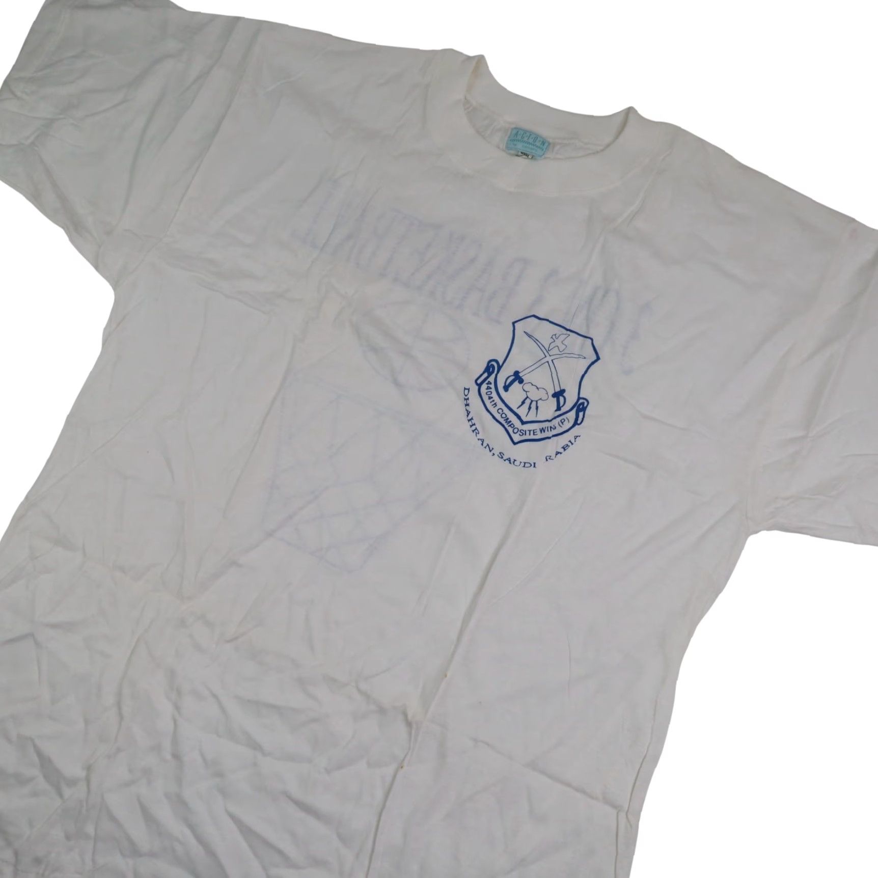 Vintage VINTAGE 90s 4404th Composite Wing Saudi Arabia 3 on 3 Basketball T Shirt Large Mens White Size US L / EU 52-54 / 3 - 3 Thumbnail