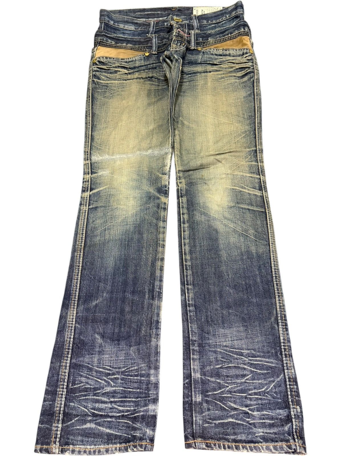 Vintage Japanese Brand Double Waist Mud Wash Jeans